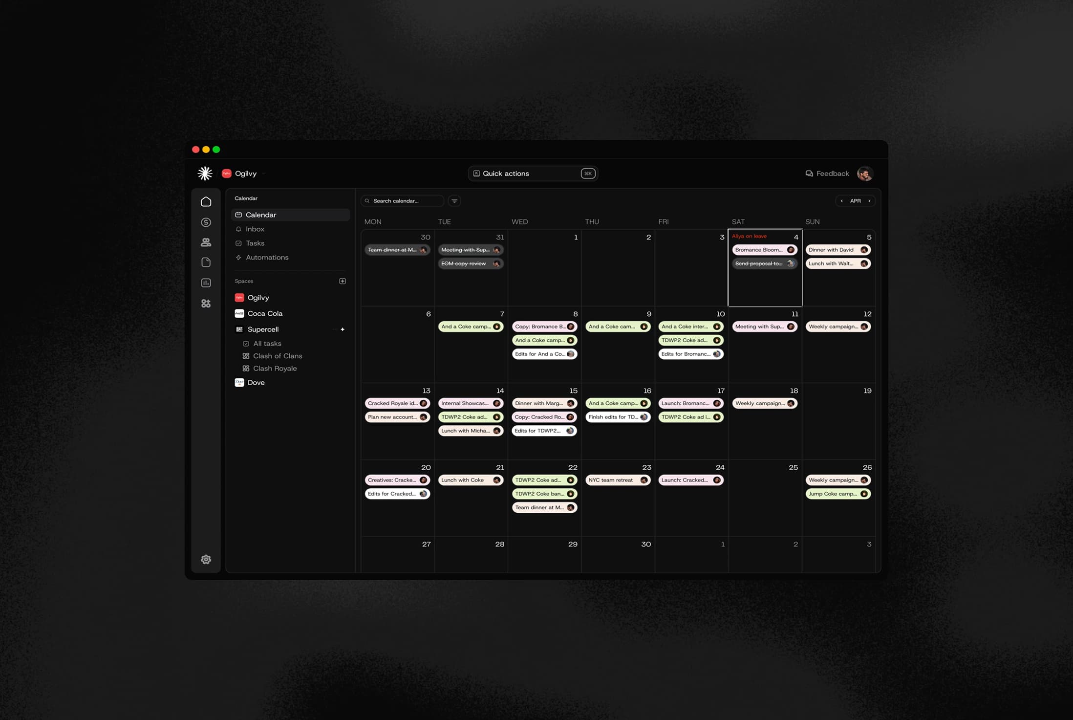 The Kyo calendar, light concept