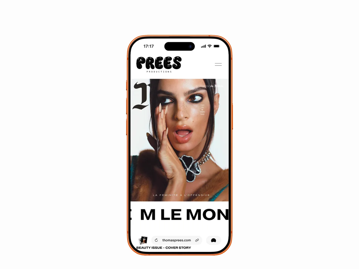 The Dia browser running on a phone, a magazine cover story filling the screen above the URL bar