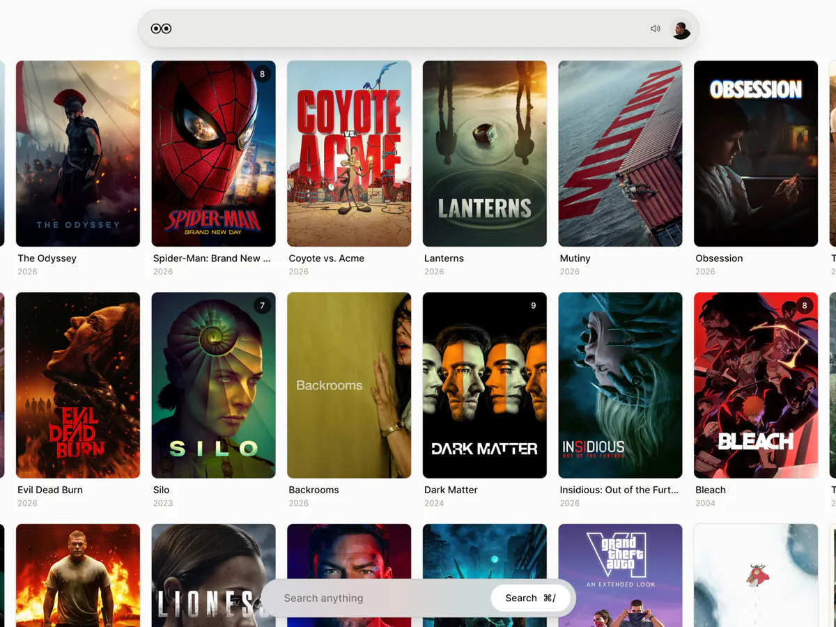 A grid of film posters in Film List