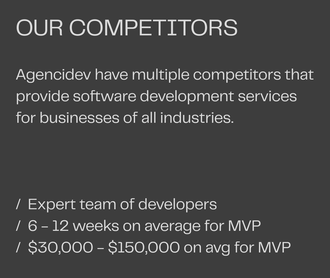 Our Competitors comparison