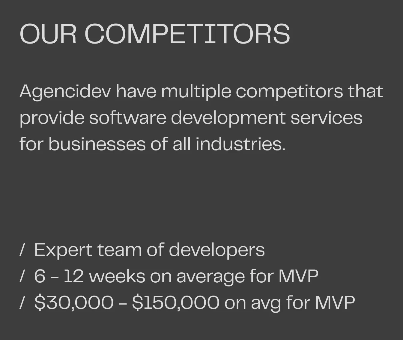 Our Competitors comparison