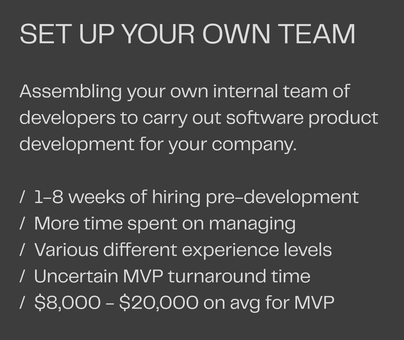 Set Up Your Own Team comparison